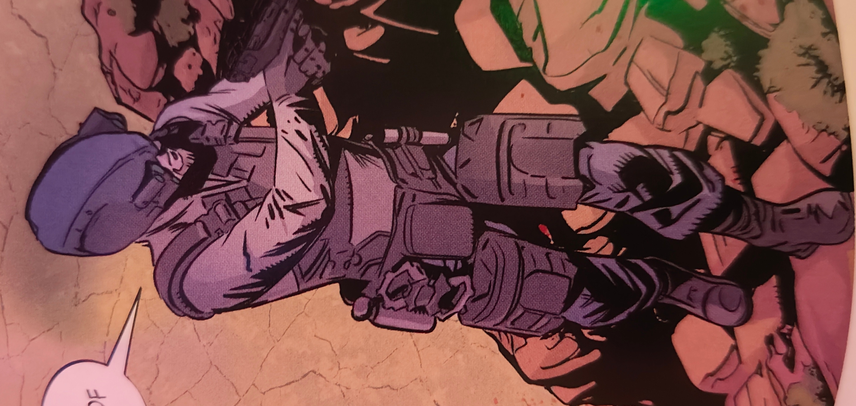 An image of a maxtac officer in uniform matching the description above